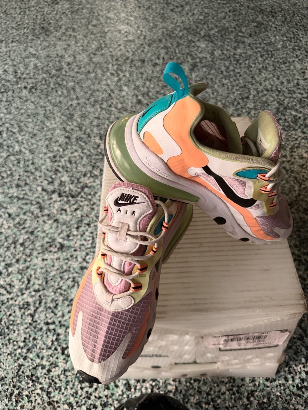 Nike Women's Pastel Multicolor Sneakers in Teal, Peach, Pink, Green, Cream